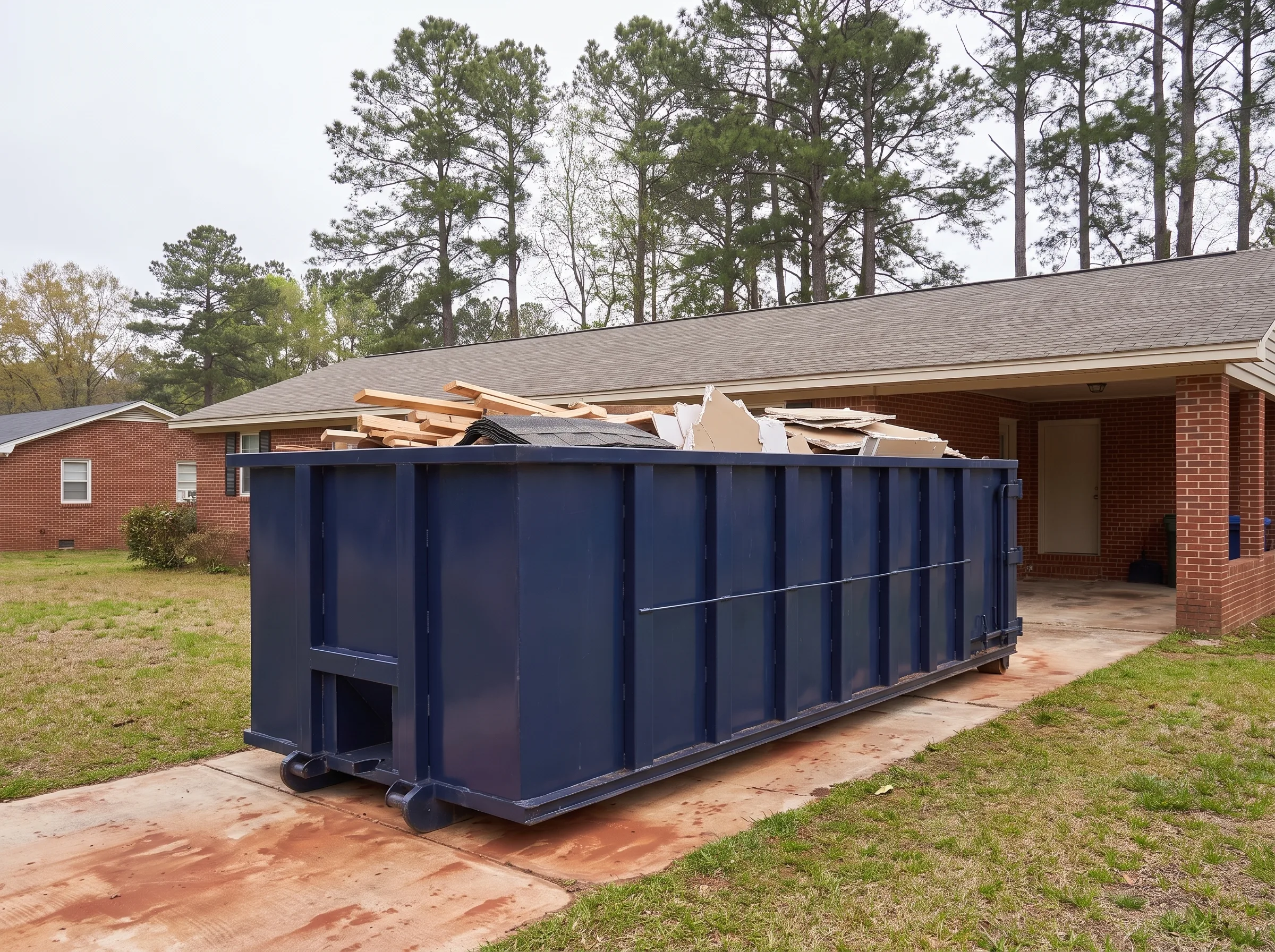 Roll-off dumpster being loaded in Iberia Parish, LA